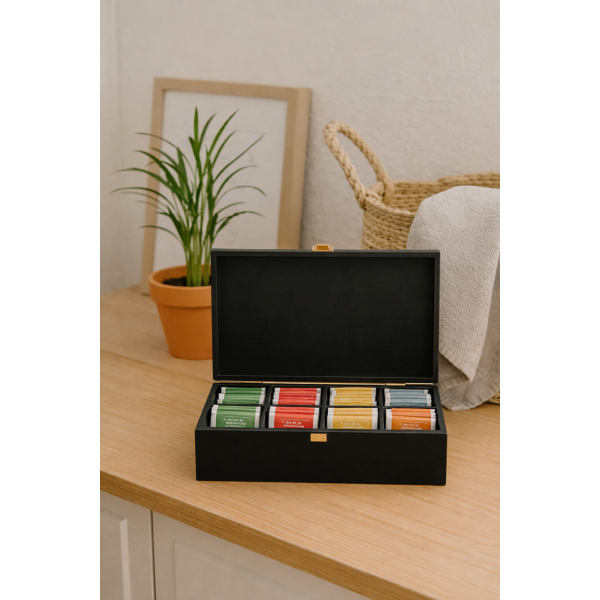 Herbaciarka drewniana 28x16x8,5 cm Czarna