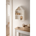 Drewniana półka w kształcie domku 32x12x44 cm biała – dekoracyjna półka ścienna