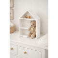 Drewniana półka w kształcie domku 32x12x44 cm biała – dekoracyjna półka ścienna