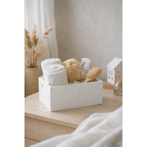 Skrzynka drewniana 33x25x15,5 cm Biała