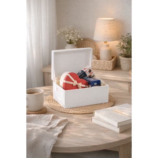 Skrzynka drewniana z deklem 29x21x14 cm Biała