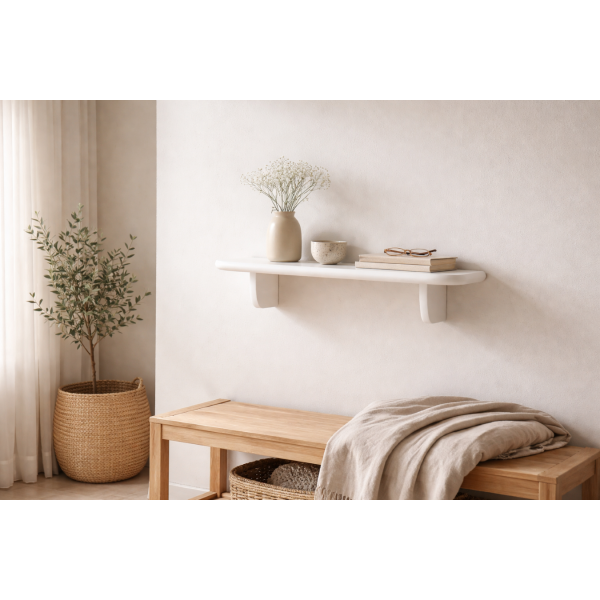 Półka drewniana ścienna 45 cm Signal white