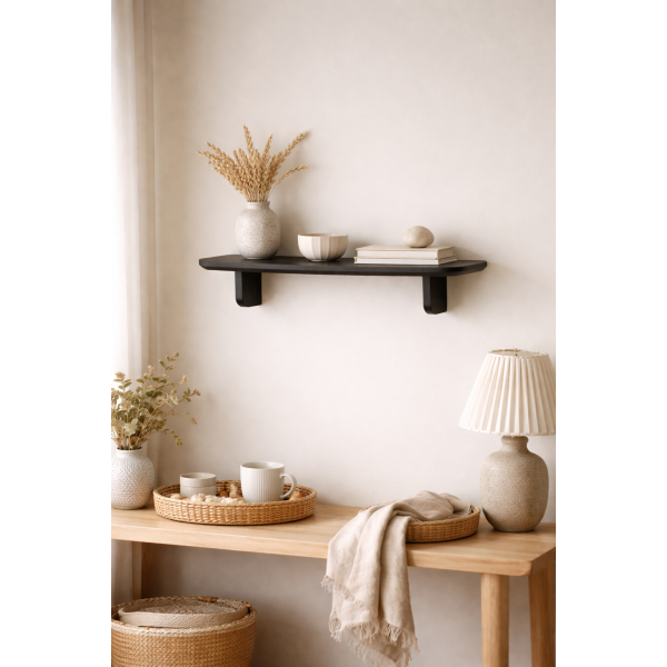 Półka drewniana ścienna 45 cm Jet black