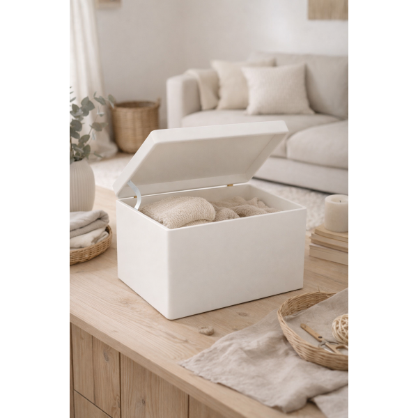 Skrzynka drewniana z deklem 40x30x23 /315201A Signal white, bez uchwytów