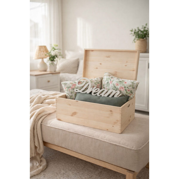 Skrzynka drewniana z deklem 60x40x23 cm dekiel ze sklejki