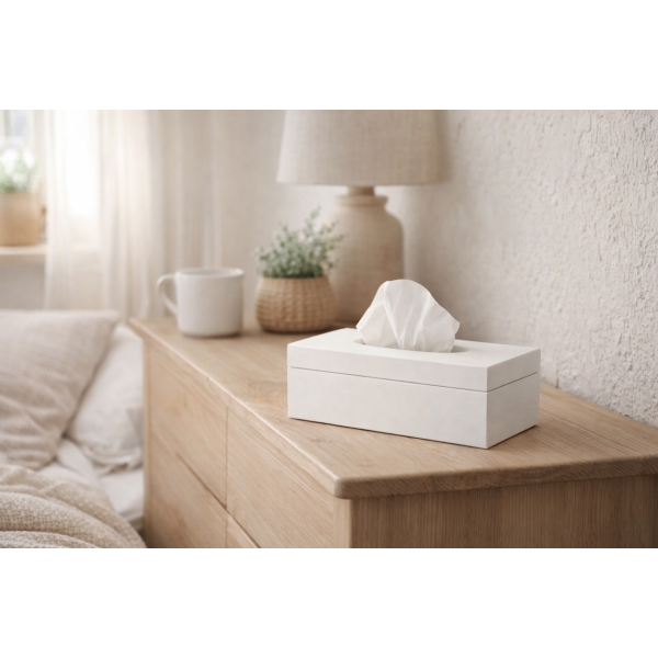 Chustecznik drewniany 25x13x9 cm Biały