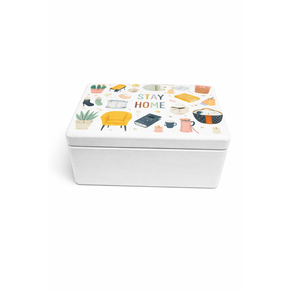 Skrzynka drewniana z deklem 30x20x13,5 /315000UV14 STAY HOME