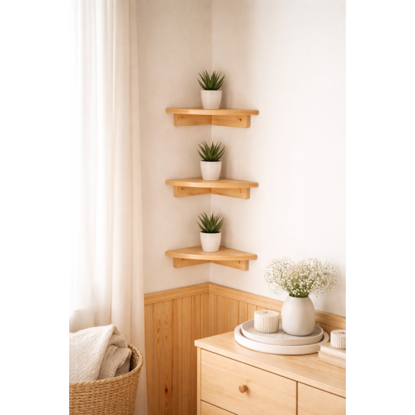 Półka drewniana narożna 22x22 cm