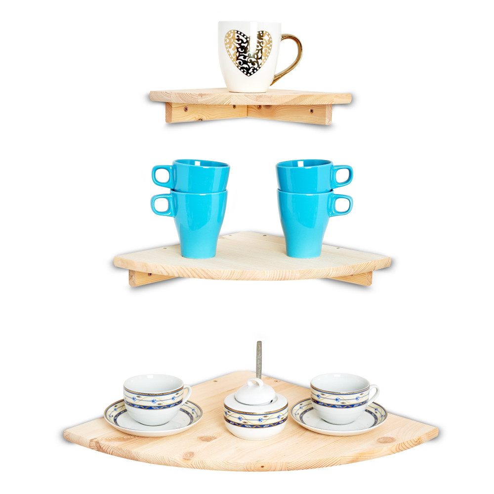 Półka drewniana narożna 22x22 cm Natural wood