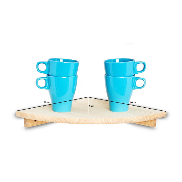 Zestaw trzech półek drewnianych narożnych 22cm, 30cm, 40cm