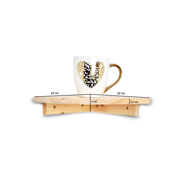 Zestaw trzech półek drewnianych narożnych 22cm, 30cm, 40cm