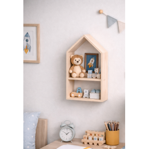 Drewniana półka w kształcie domku 22x12x41 cm – dekoracyjna półka ścienna