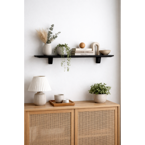 Półka drewniana ścienna 60 cm czarna – minimalistyczna półka na ścianę