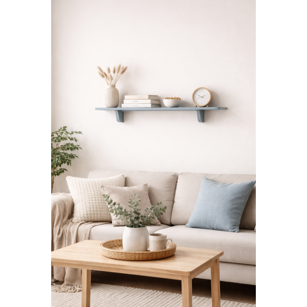 Półka drewniana ścienna 75 cm szara – minimalistyczna półka na ścianę