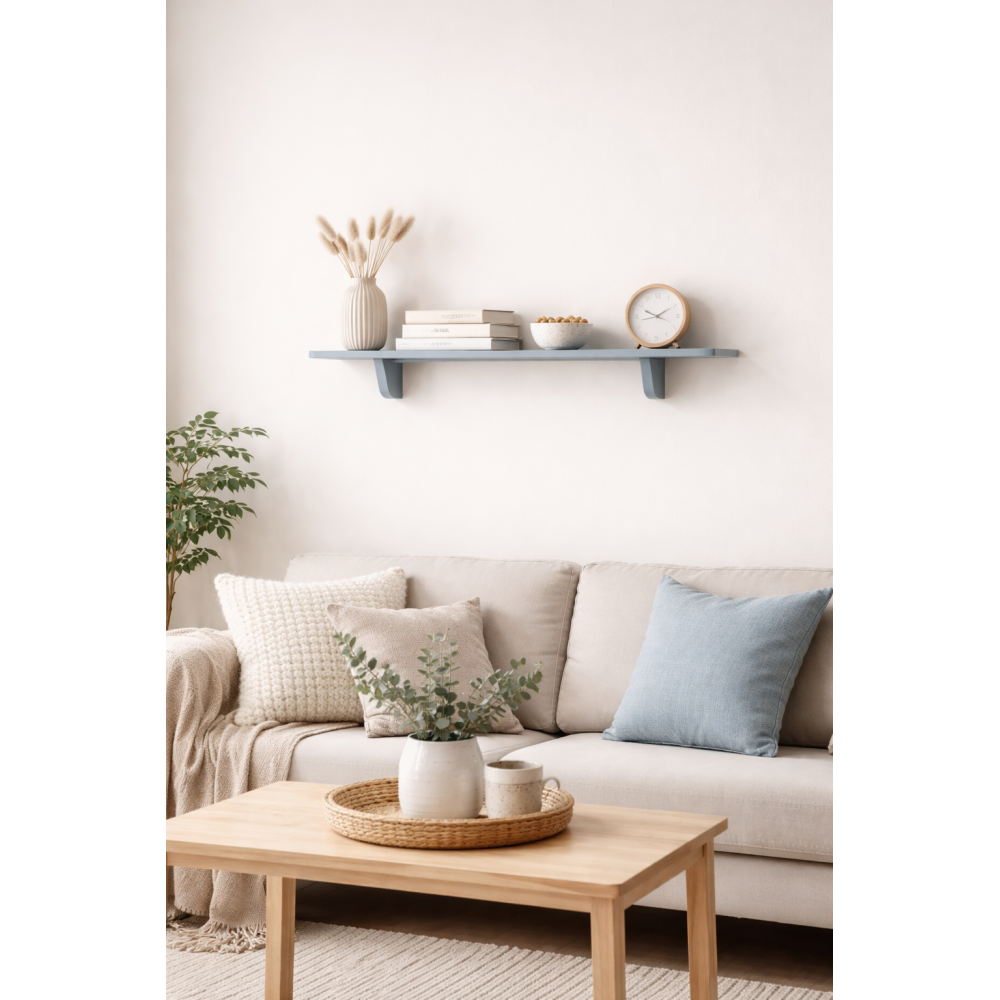 Półka drewniana ścienna 75 cm szara – minimalistyczna półka na ścianę