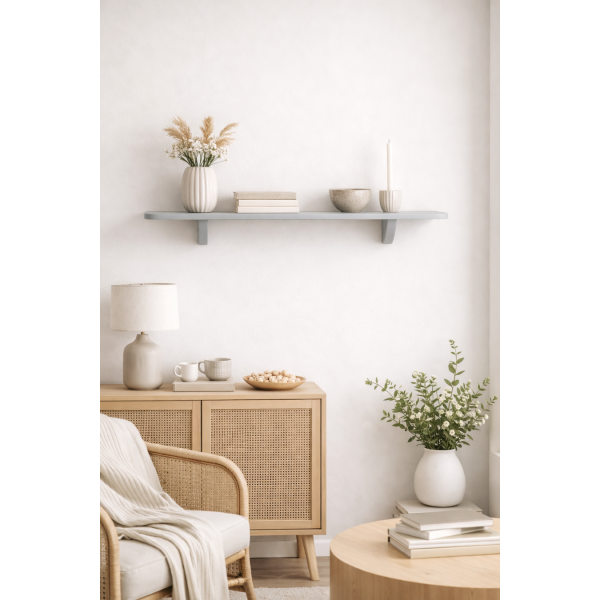 Półka drewniana ścienna 90 cm Silver grey