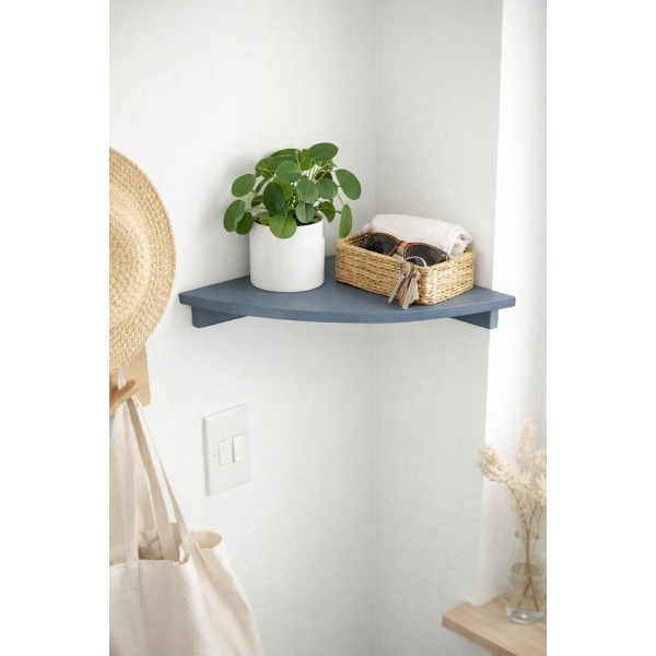 Półka drewniana narożna 30x30 cm szara