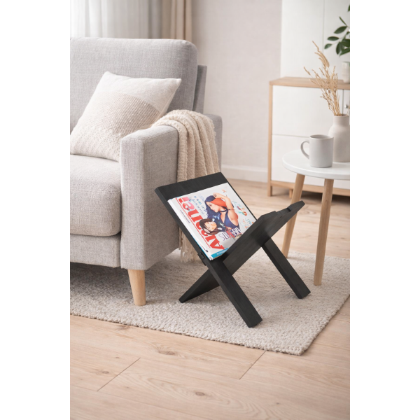 Gazetownik drewniany 34x32x35 cm Czarny