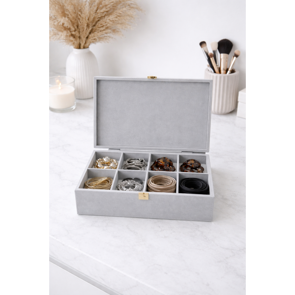 Herbaciarka drewniana 28x16x8,5 cm Szara