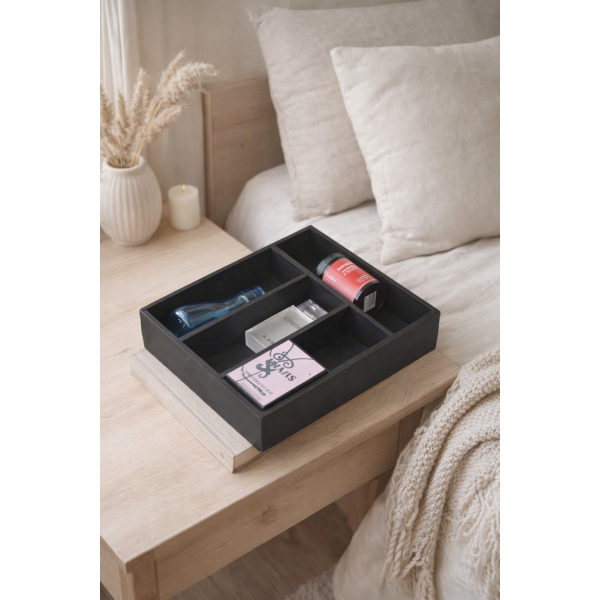 Skrzynka na sztućce drewniana 25x31x7 cm Czarny