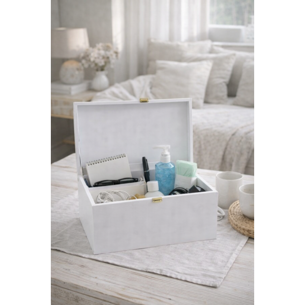 Kuferek drewniany 35x25x18,5 cm Biały