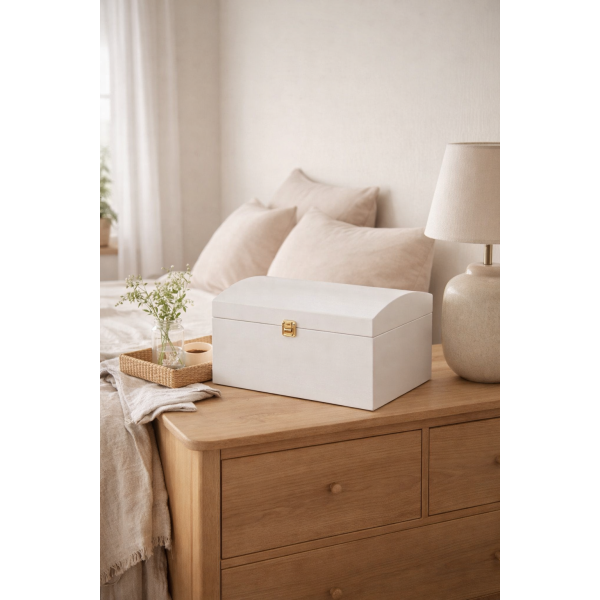 Kuferek drewniany 32x22x16 cm Biały