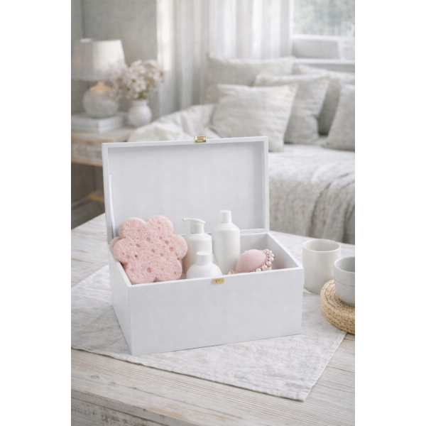 Kuferek drewniany 26x16x13,5 cm Biały