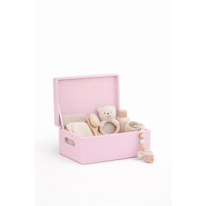 Drewniana skrzynka dekoracyjna 30x20x13,5 cm Różowa