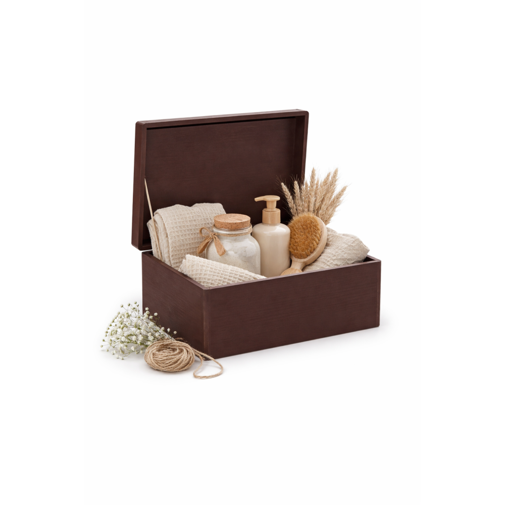 Drewniana skrzynka dekoracyjna 30x20x13,5 cm Brązowa BEZ UCHWYTÓW