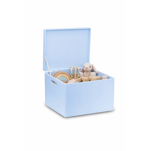 Drewniana skrzynka zamykana 40x30x23 cm Niebieska