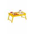 Taca z nogami drewniana 51x32x24 cm żółta – stolik śniadaniowy