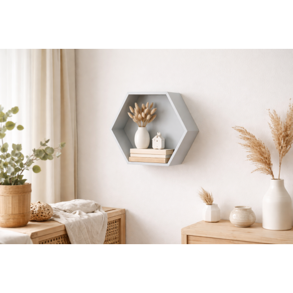 Półka plaster miodu "heksagon"  31x27x13 Silver grey