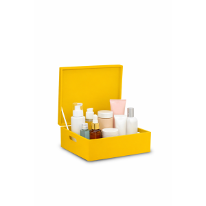 Skrzynka drewniana z deklem 40x30x13,5 cm Żółta