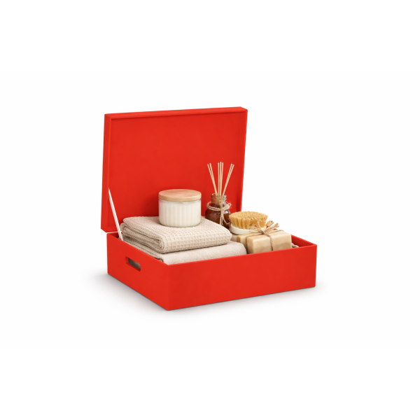Skrzynka drewniana z deklem 40x30x13,5 cm Czerwona