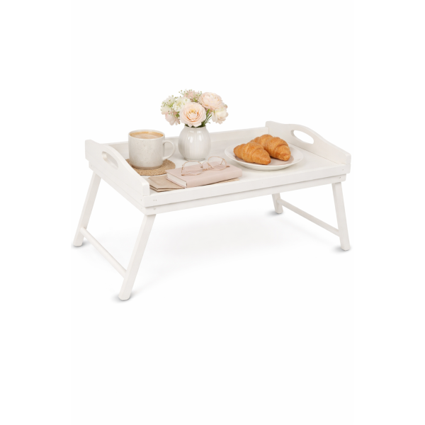 Taca z nogami drewniana 51x32x24 cm Biała