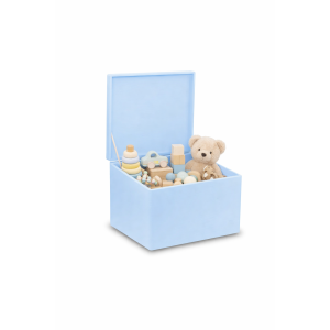 Drewniana skrzynka zamykana 40x30x23 cm bez uchwytów Niebieska