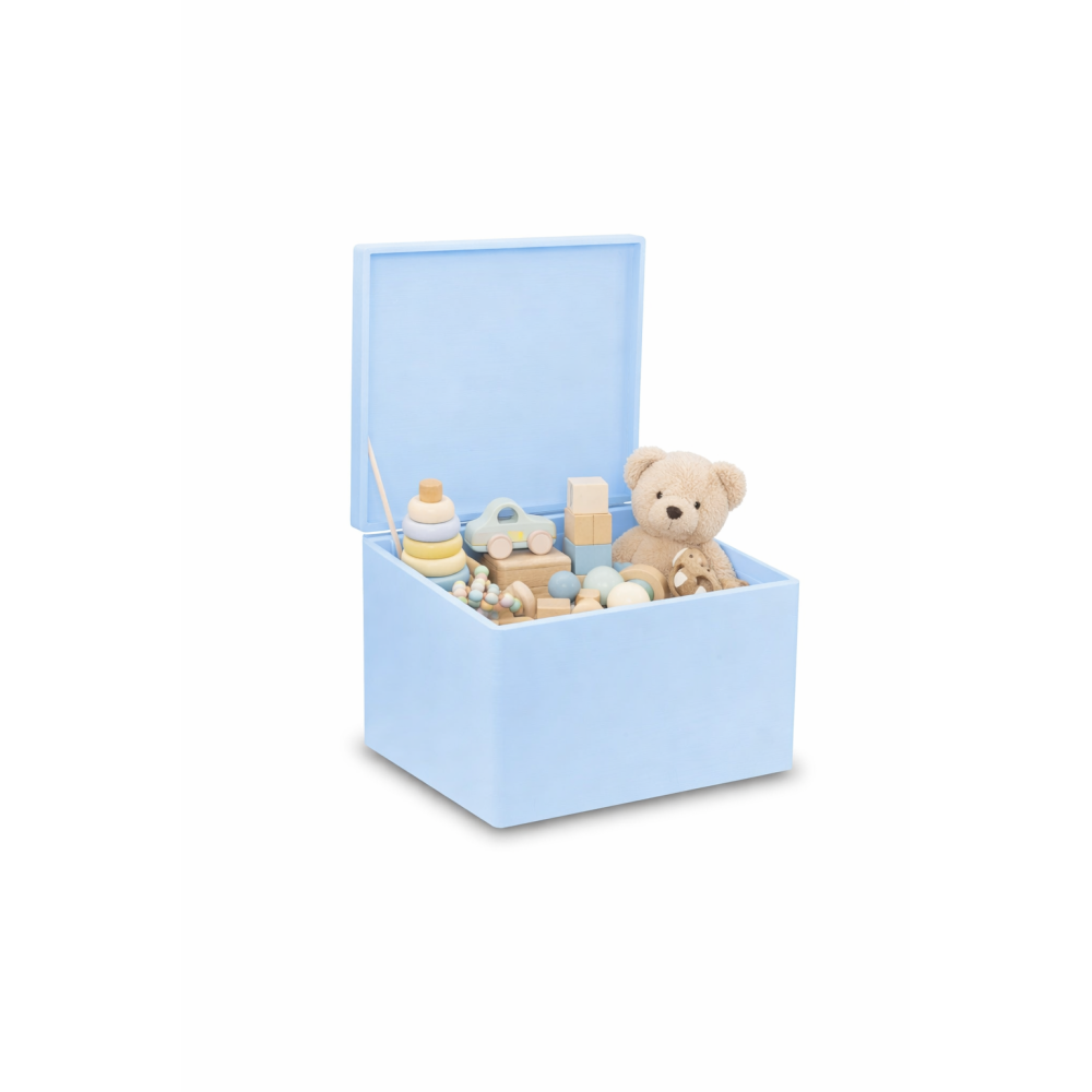 Drewniana skrzynka zamykana 40x30x23 cm bez uchwytów Niebieska