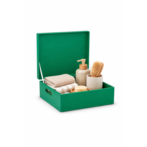 Skrzynka drewniana z deklem 40x30x13,5 cm Zielona