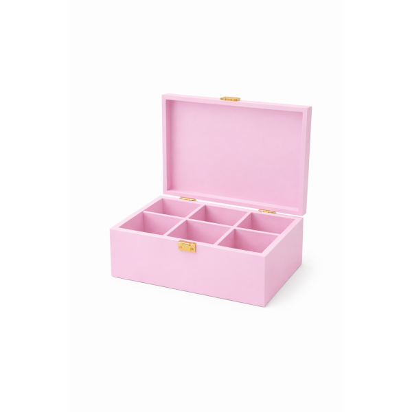 Herbaciarka drewniana 21x16x8,5 cm Różowa