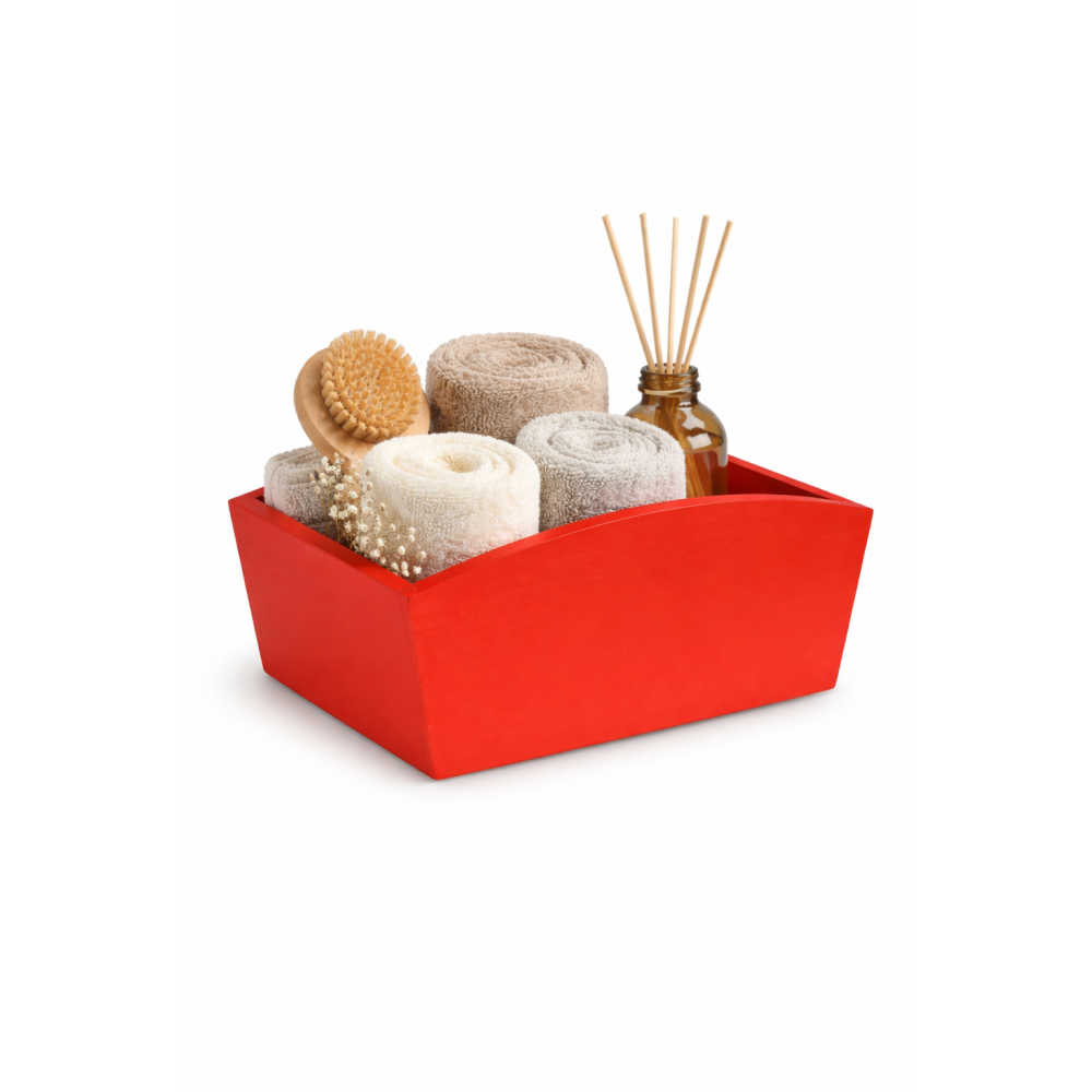 Doniczka drewniana 24x13x10,5 cm Czerwona