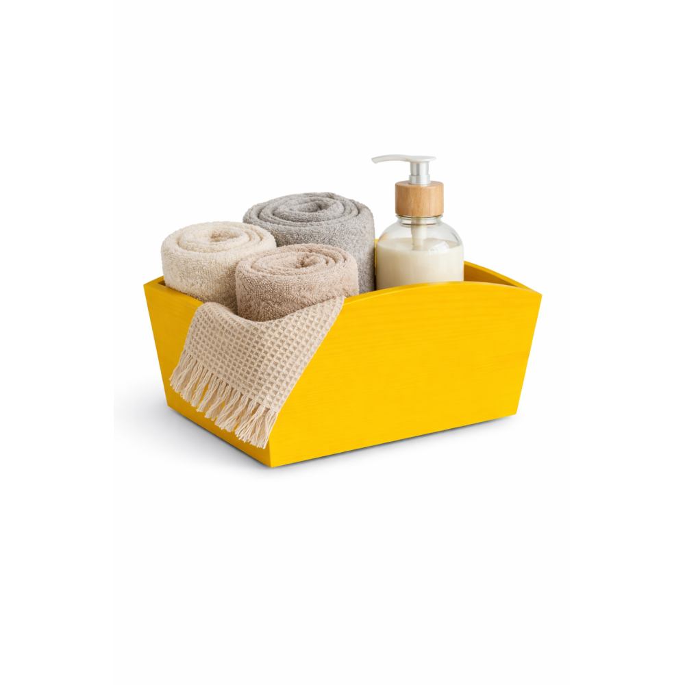 Doniczka drewniana 24x13x10,5 cm Żółta