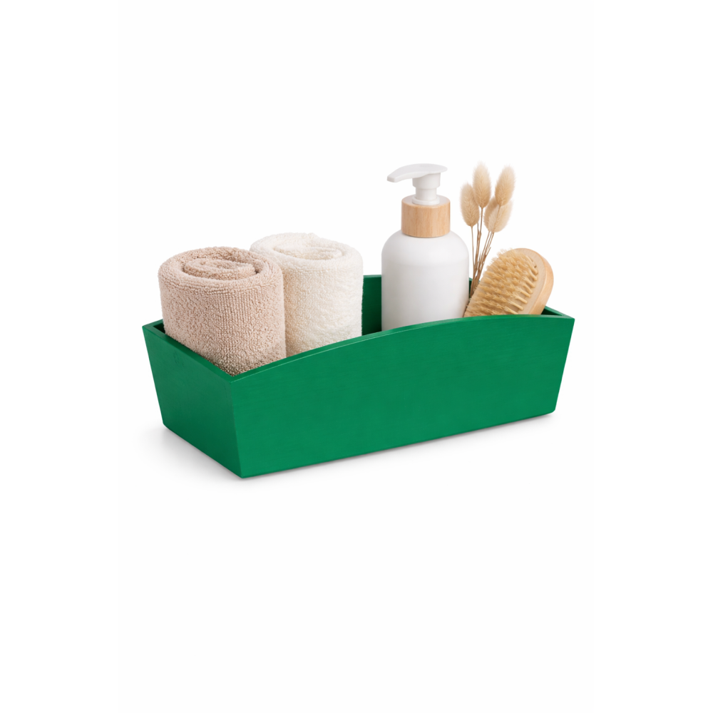 Doniczka drewniana 34x13x10 cm Zielona