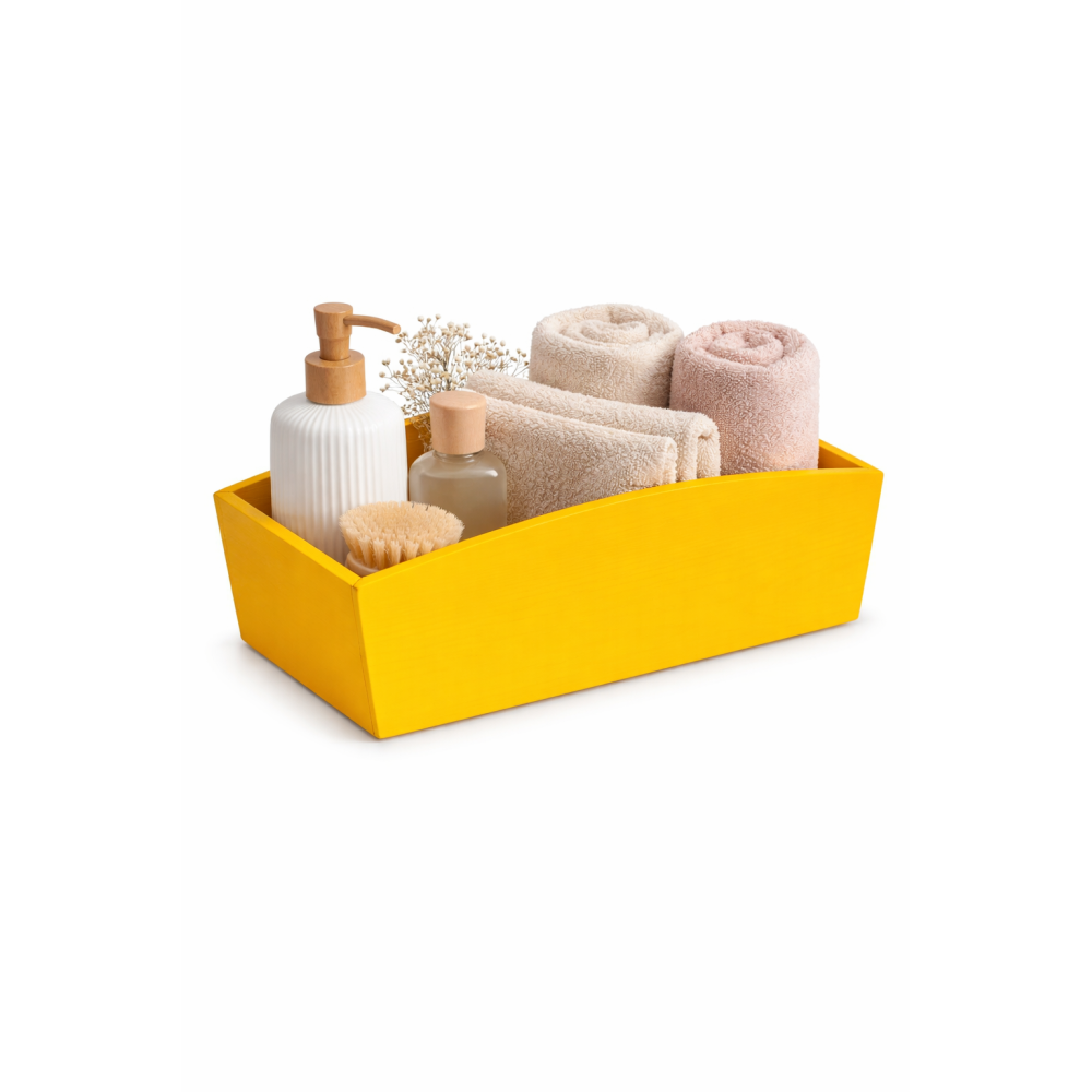 Doniczka drewniana 34x13x10 cm Żółta