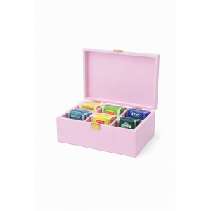 Herbaciarka drewniana 21x16x8,5 cm Różowa