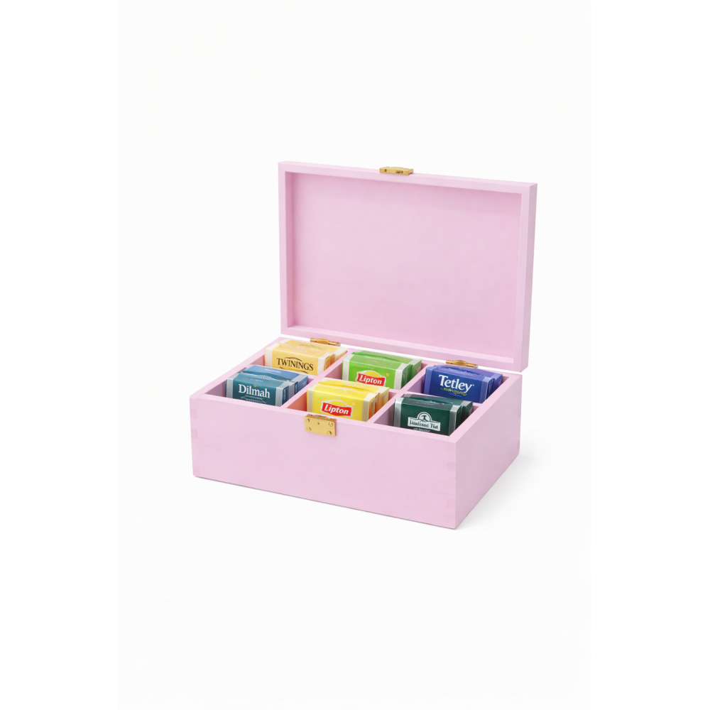 Herbaciarka drewniana 21x16x8,5 cm Różowa