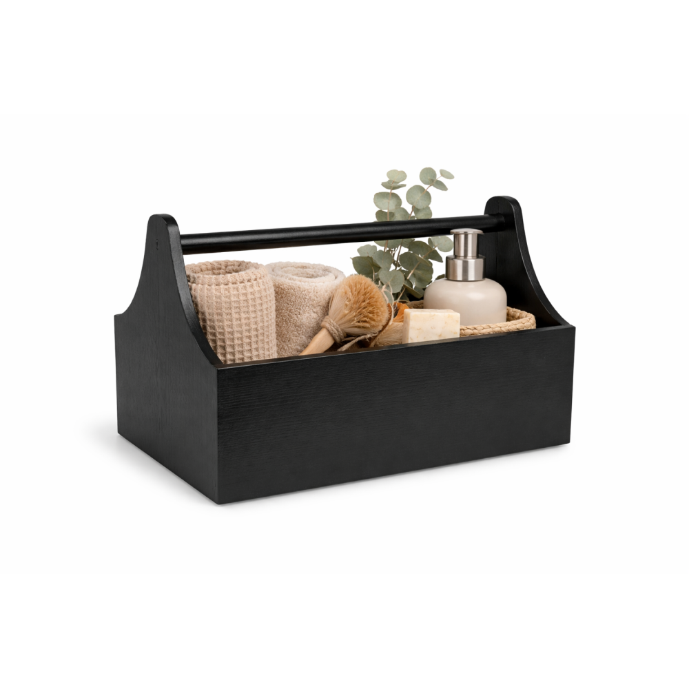 Drewniane nosidełko na narzędzia 34x18x20,5 cm – czarny narzędziownik