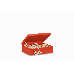 Skrzynka drewniana z deklem 40x30x13,5 cm Czerwona bez uchwytów