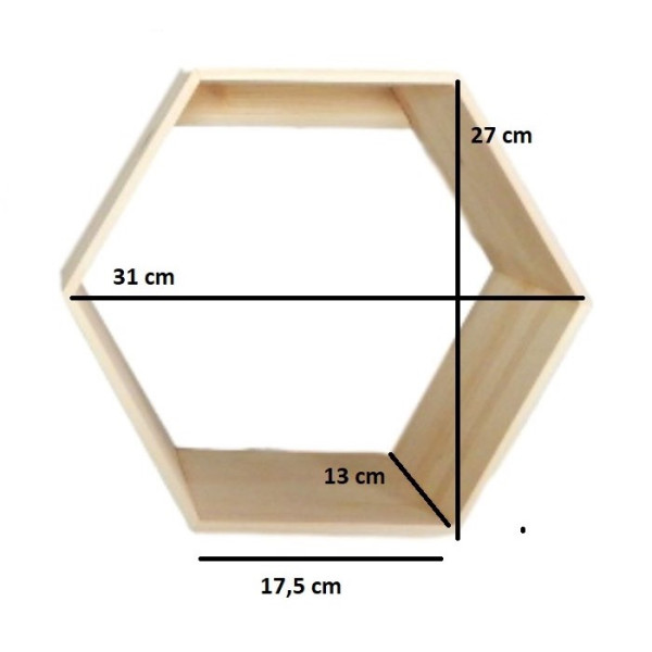 Półka plaster miodu „Heksagon” 31x27x13 naturalna– dekoracyjna półka ścienna