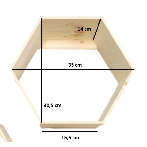 Półka plaster miodu „Heksagon” 31x27x13 cm naturalna – dekoracyjna półka ścienna
