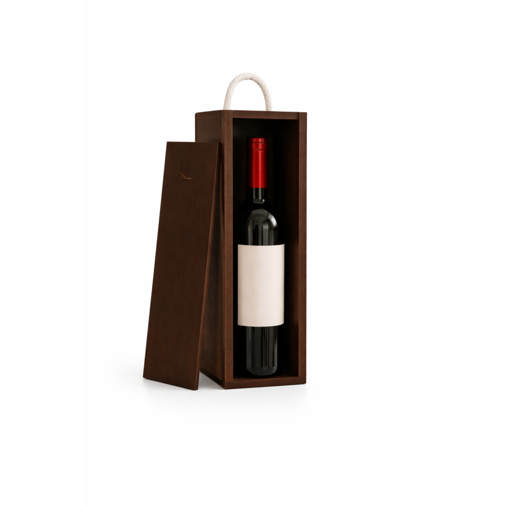 Skrzynka drewniana na wino 10x11x35 cm Brązowa